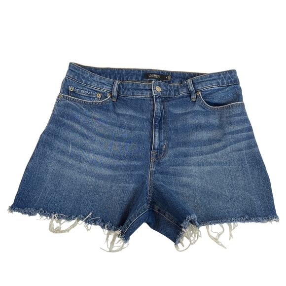 Lauren Ralph Lauren Cut Off Denim Shorts Size 14 - Picture 1 of 9